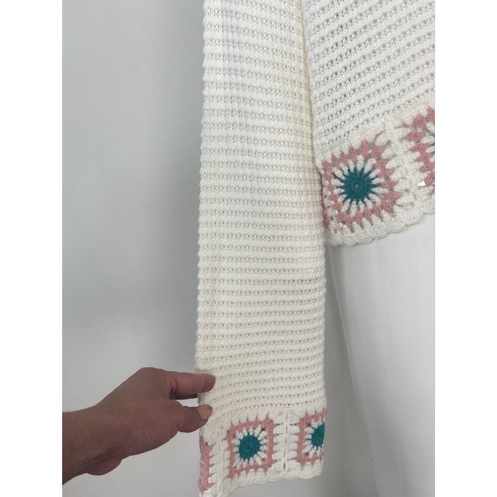 Sincerely Jules Ivory Crochet Granny Square Grandmacore Sweater Size Large - Picture 5 of 14